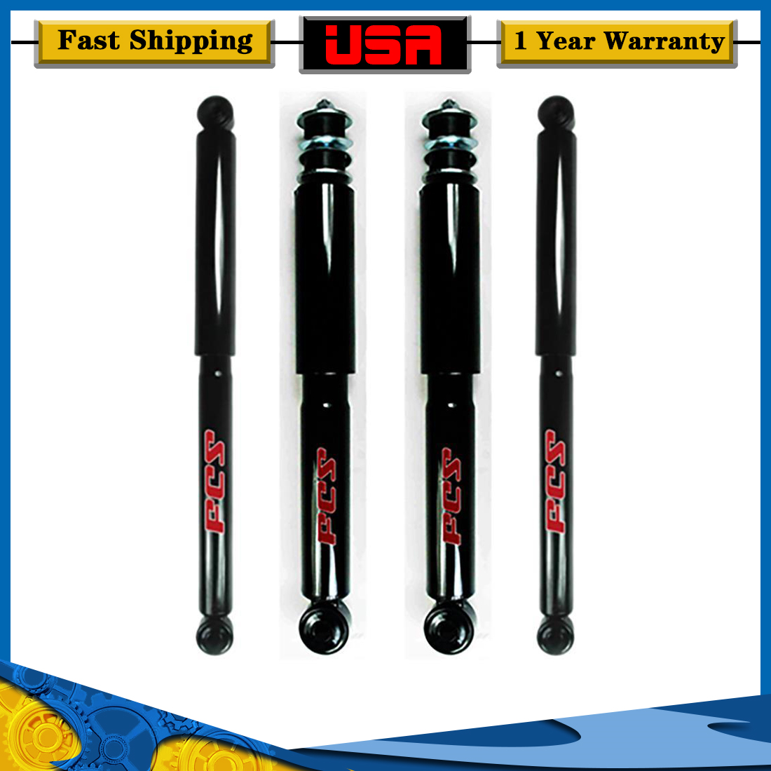 FCS Front Rear Shocks For 1999 - 2010 SILVERADO & SIERRA 1500HD 2500HD