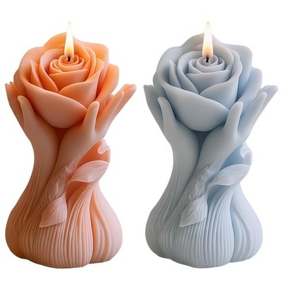Holding Rose Candle Mold Rose Flower Silicone Candle Molds for Candles Making.