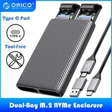 ORICO Dual Bay M.2 NVMe with SATA SSD Enclosure, Type-C Docking Station Aluminum