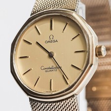 10K GF *NEAR MINT* Vintage OMEGA Constellation Cal.1330 Qz Push Crown 33mm Men's