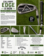 Golf Club: Callaway Edge 8 Iron RH 37" Steel Shaft Regular Flex Speed Step 85