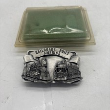 Siskiyou 1984 Belt Buckle RAILROADS BUILT AMERICA Trains Locomotives 3x2 USA