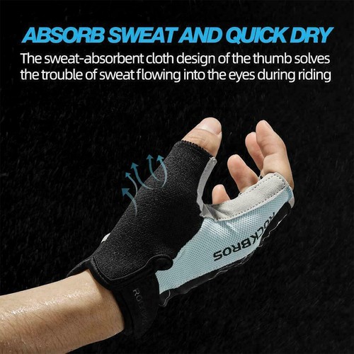 ROCKBROS Guantes de Ciclismo Deportivos Medio Dedo Transpirables A Prueba de Golpes Gel Almohadilla Guantes - Imagen 15 de 31