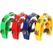 4 Pack Half Moon Tambourine for Adults - Tamborines Musical Instrument Percus...
