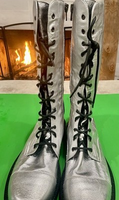 RARE Moschino Couture FW17 Silver Combat Boots Platform Jeremy Scott NEW MENS