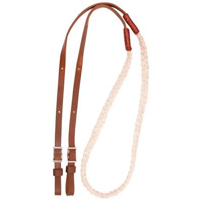 Martin Saddlery Hand Braided Nylon Barrel Rein - Latigo Leather Ends - Western