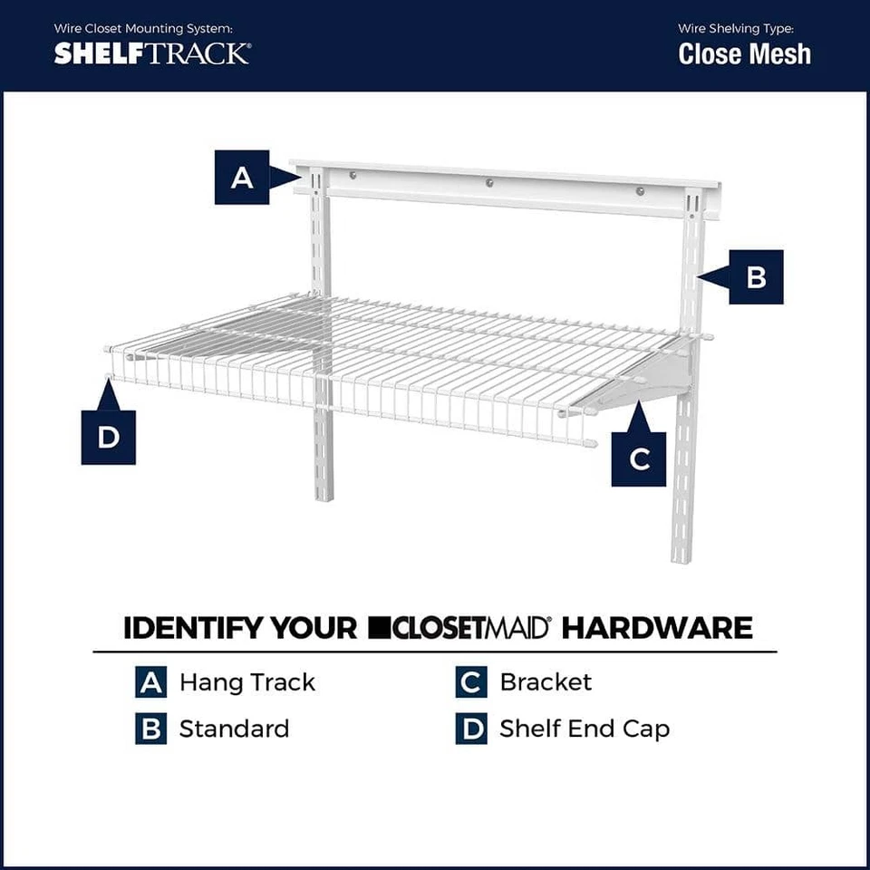 Cesta de alambre ClosetMaid cajón 19,5 pulgadas acero blanco estante pista armario organizador Foto 2 de 4