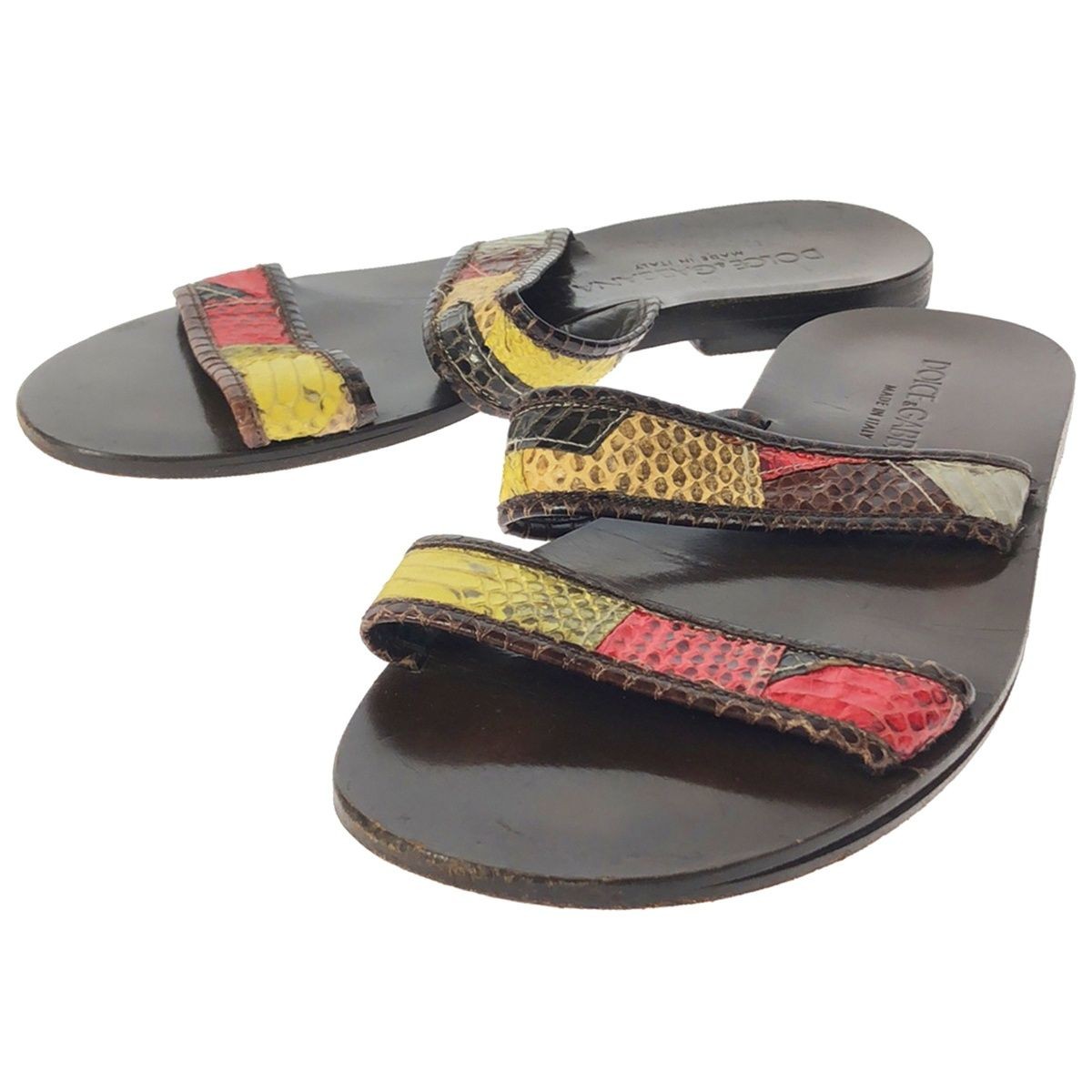 Dolce&Gabbana Men Python Patchwork Strap Sandals … - image 1