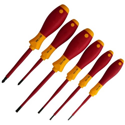 WIHA SoftFinish VDE Elektriker Schraubendreher-Set 6-tlg PH1/PH2 Schlitz 1000V
