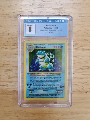 Pokemon CGC 8 NM-MINT 1999 Blastoise 1st Edition Base Set Shadowless Holo Card