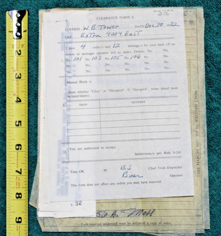 4x C&O B&O Railroad Train Orders Chesapeake Ohio Baltimore Landsdowne Signal