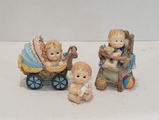 Vintage Resin Baby In Highchair  Stroller Figurines - Babies, Baby Boys