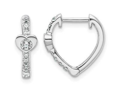 1/3 Carat (ctw VS2, D-E-F) Lab Grown Diamond Hoop Heart Earrings in 14K Whit