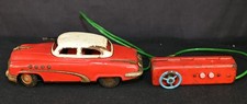 VINTAGE 1950 Buick Sedan Tin Toy Car SSS Japan Remote Control Gunsight Hood orn