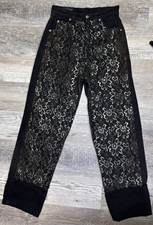 Vtg Panhandle Slim High Waist Black Western Lace Front Denim Jeans 7/8