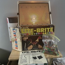 Vintage ORIGINAL 1973 "LITE BRITE" Hasbro Toy w/ Original Box Pegs, Blank Sheets