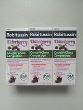  3 PACK  Robitussin Max Elderberry Cough  Chest Congestion DM Liquid 4oz 09/26