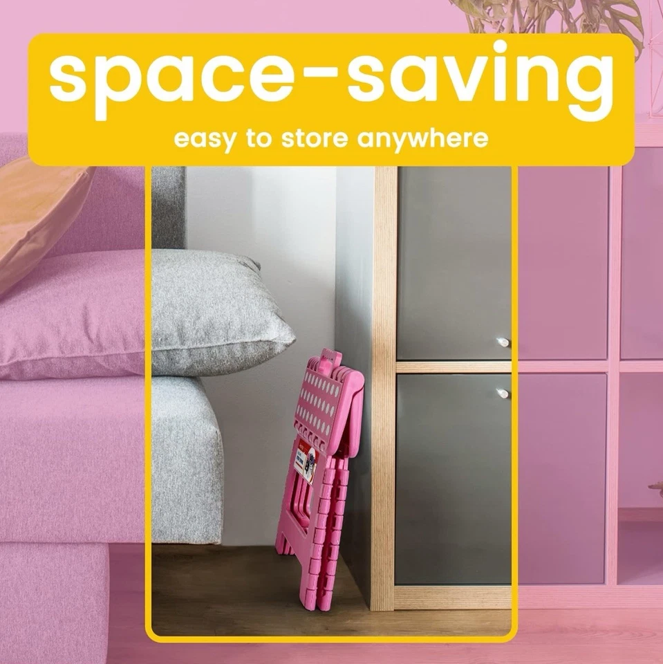 Home Folding Step Stool Lightweight Step Stool with 9 Inch Height for Kids Pink - Image 4 of 4