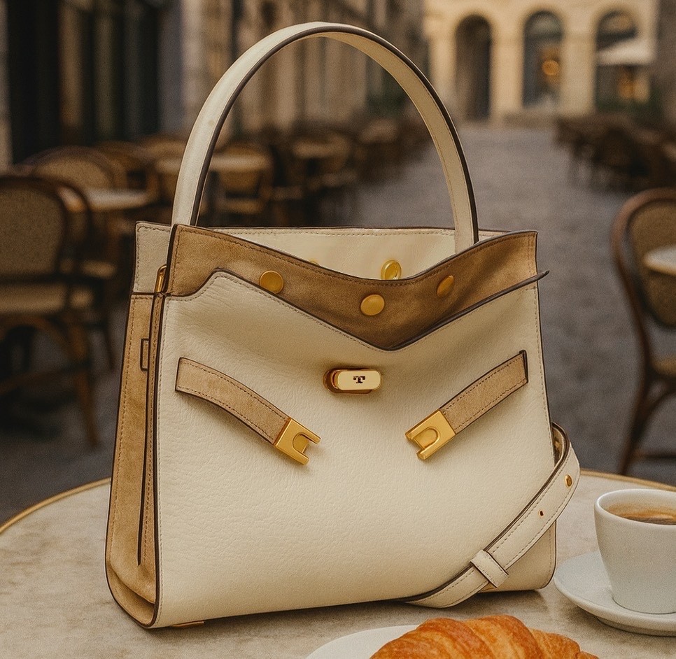 NEW Tory Burch Lee Radziwill Double Cream Leather Small Satchel