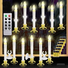 12 Set Christmas Window Candles Lights with Timer Battery Operated Electric LED