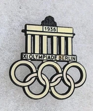 Original 1936 Berlin Olympic Visitor Pin Badge~ Brandenurg Gate 