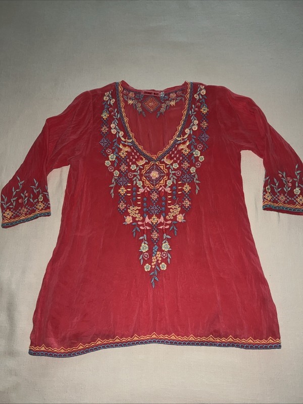 Johnny Was Embroidered Tunic Top Sz XS