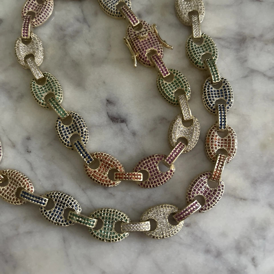 Juegos de cadenas cubanas Ice Out estilo Gucci para hombre Foto 2 de 4