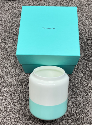 Tiffany & Co. Color Block Flower Vase Fine Bone China Blue White