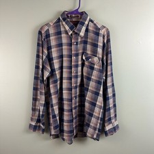 Vintage Levis Shirt Mens Large Blue Plaid Western Button Long Sleeve 80s USA
