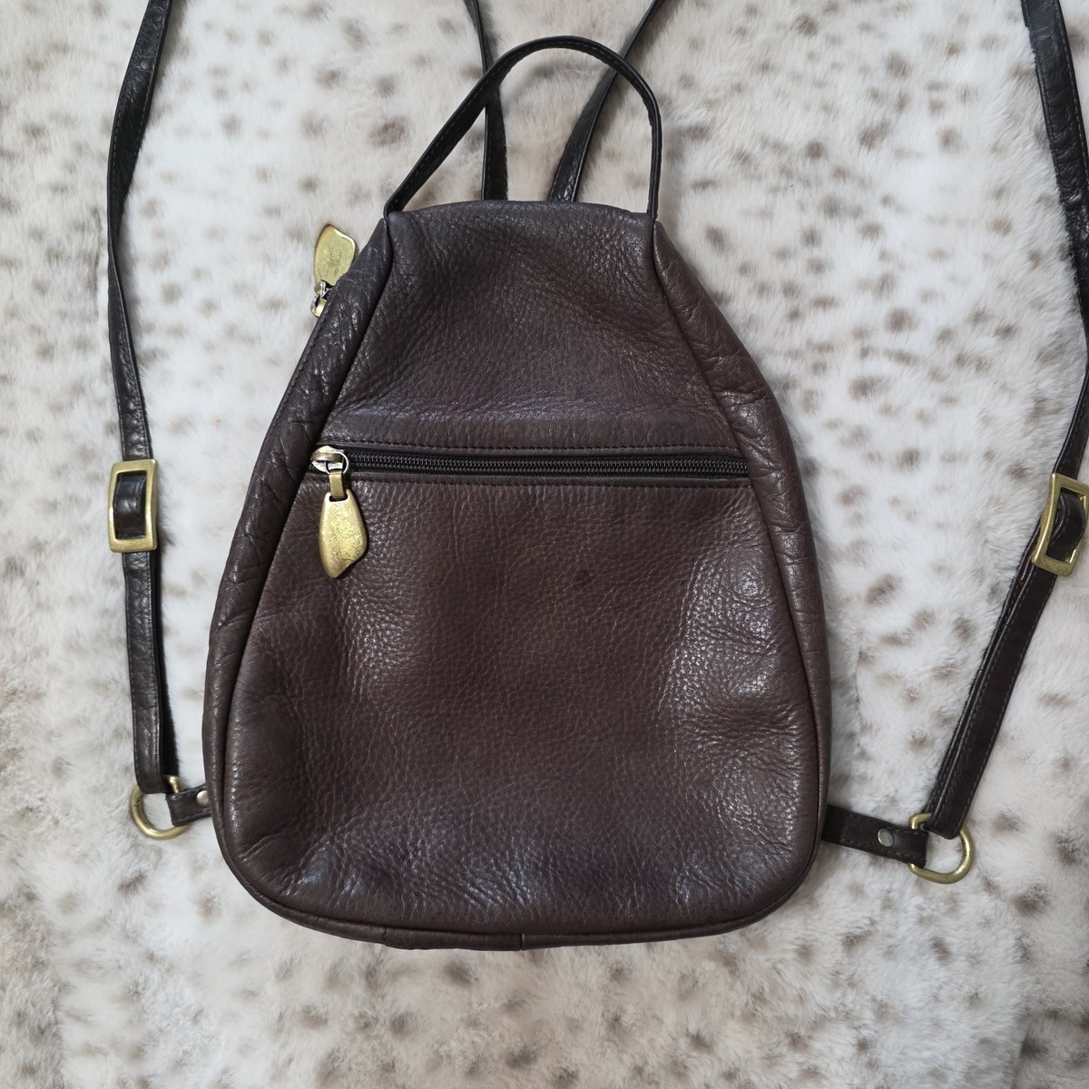 Vintage 90s Libaire Brown Leather Teardrop Backpack | eBay