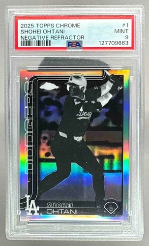127709663 Shohei Ohtani 2025 Topps Chrome #1 Negative Refractor PSA 9