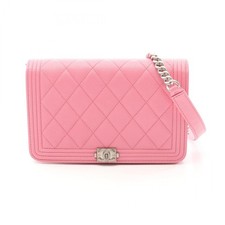Chanel Boy Chanel Caviar Skin Shoulder Bag Women Pink One Size