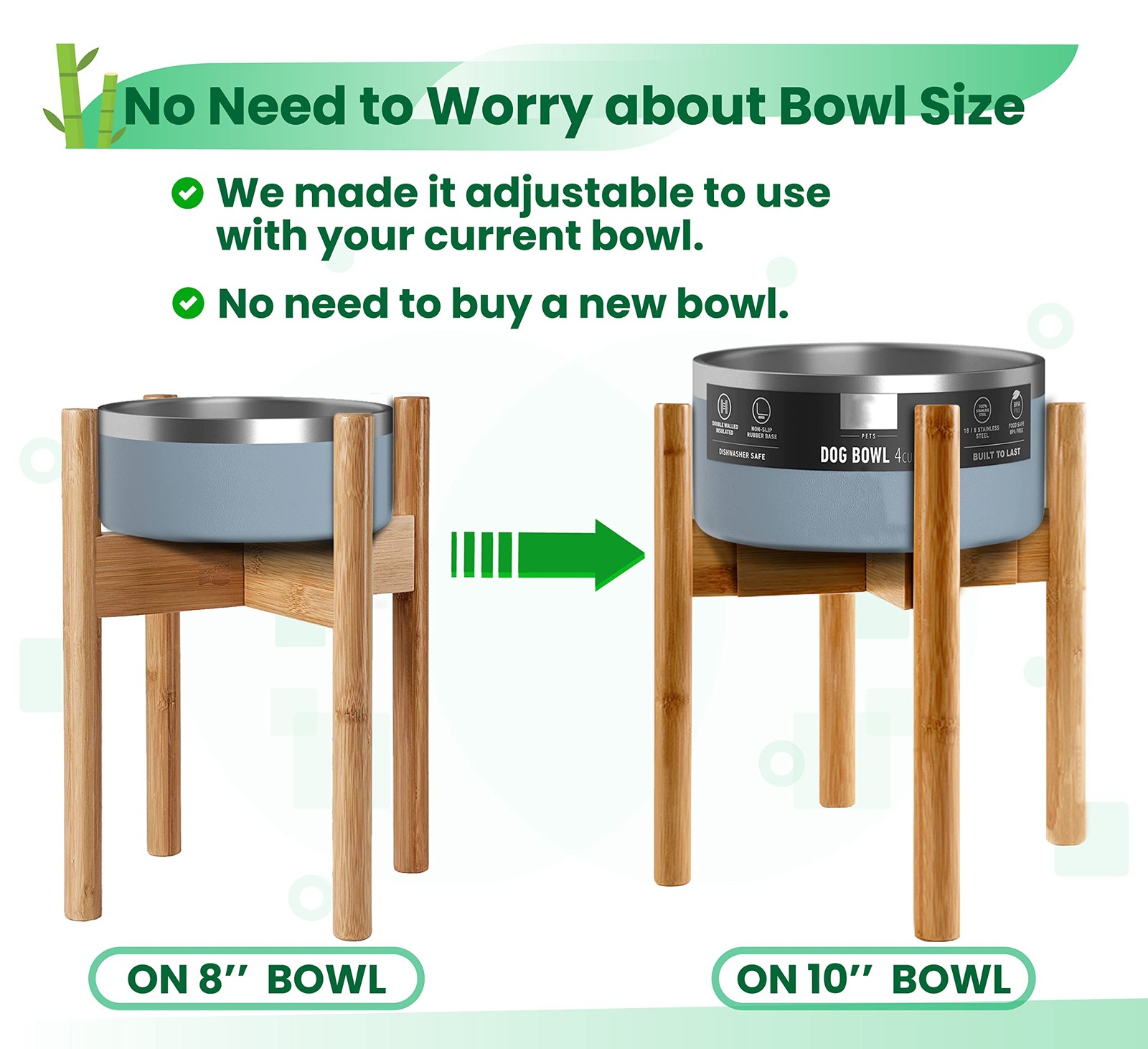 Dog Bowl Stand - 12-inch High, Expandable Sideways (7-10-inch Wide) - Elevate...