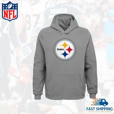 HOT!! Outerstuff Youth Pittsburgh Steelers 2025 Fleece Hoodie Grey Gift For Fan