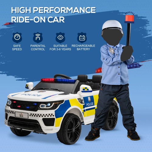 HOMCOM 12V Kid Electric Ride On Police Car w/ Remote Siren Bluetooth 3-6 Years ✨ - Picture 8 of 11
