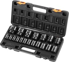 Vevor Impact Drive Socket Set 12 Inches 19 Piece 12 Sae 19pc Cr-v Black