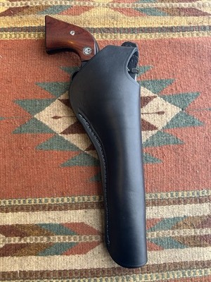 Dual Two Position Black Leather Holster w Cross Draw Fits Ruger Blackhawk 7 1/2