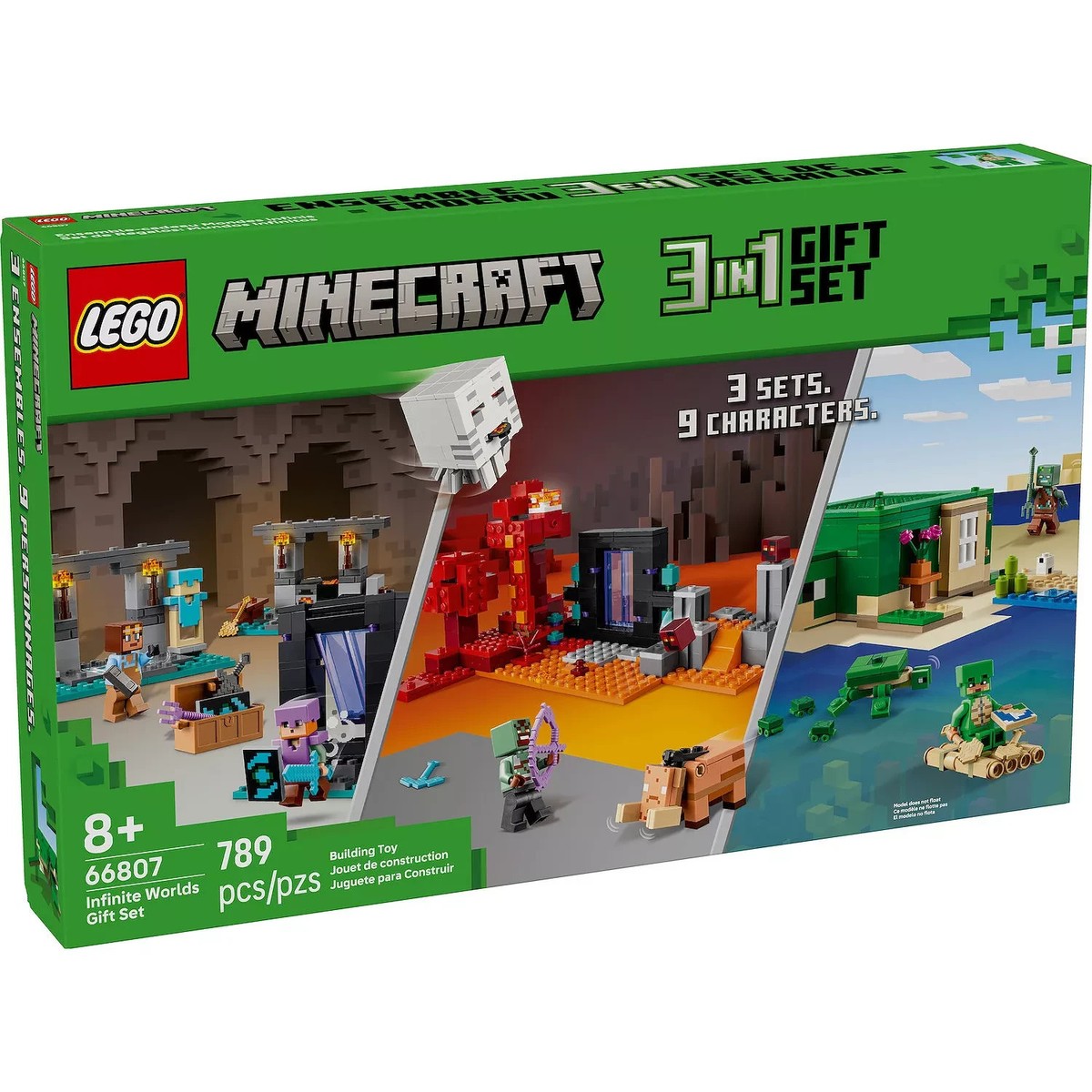 Lego Minecraft 66807 789pc 9 Character 3in1 Infinite Worlds Gift