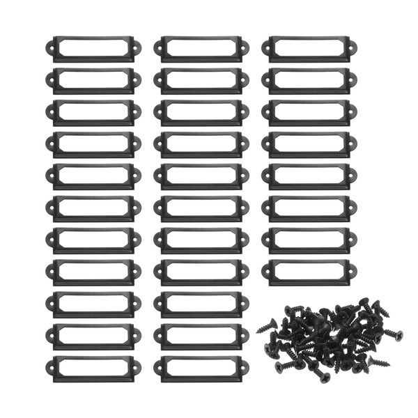 FüR Metall-Etikettenhalter 60X17Mm, 30 StüCk Schwarze Rahmen Mit Schrauben-image