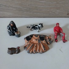 Vintage Britains Lead Farm Animals  Figures Bundle Sow Piglets Maid Collie Dog