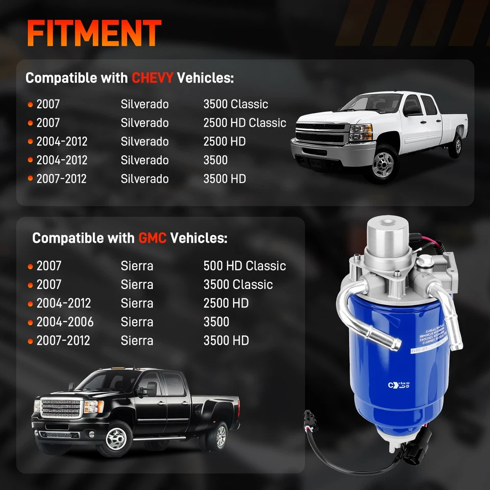 Fuel Filter Housing For 6.6L Duramax 2005-2012 Chevrolet Silverado 2500 HD 3500H - Image 3 of 4