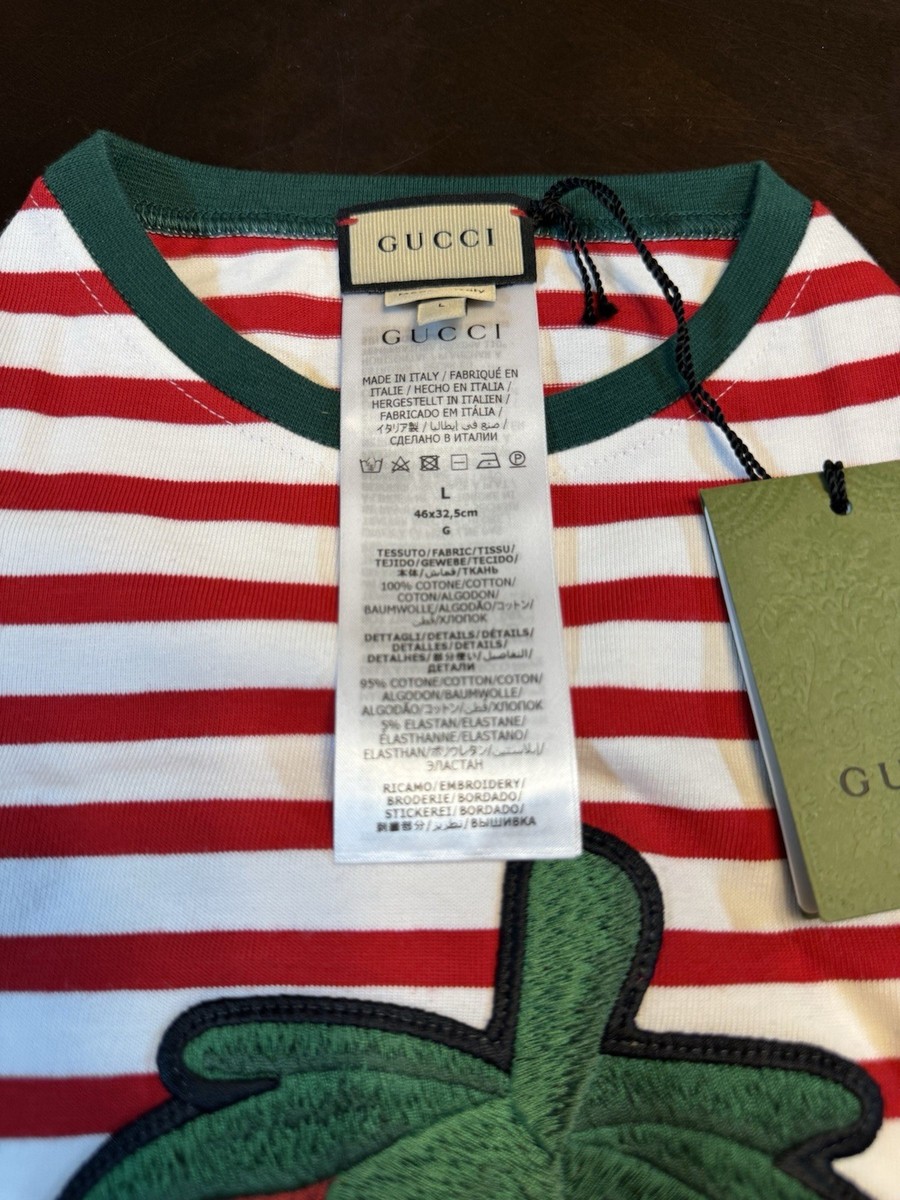 新品 グッチ ストロベリー ビッグストライプ ドッグ Tシャツ ドッグウェア L New Authentic Gucci GG Logo Strawberry Dog Pet Shirt Size L | eBay