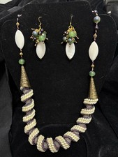 Handmade Bead And Pearl Necklace Earring set