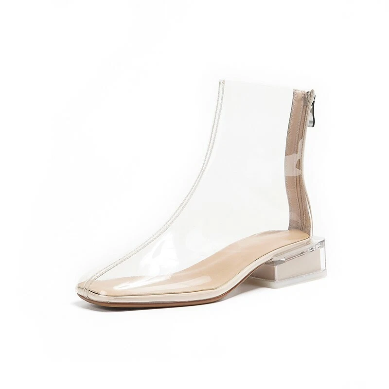 Clear top ankle boots