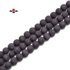 Violet Purple Color Lava Rock Stone Round Beads Size 6mm 8mm 10mm 15.5" Strand