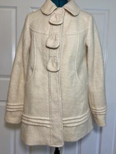 Hazel Wool Blend Pea Coat Jacket Sz Large Cream/ivory Color