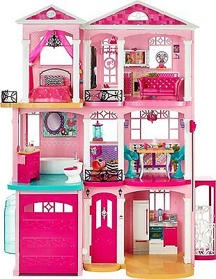 ✅New Mattel Barbie 3 Story Pink Furnished Doll Town house Dreamhouse  Townhouse✅✅