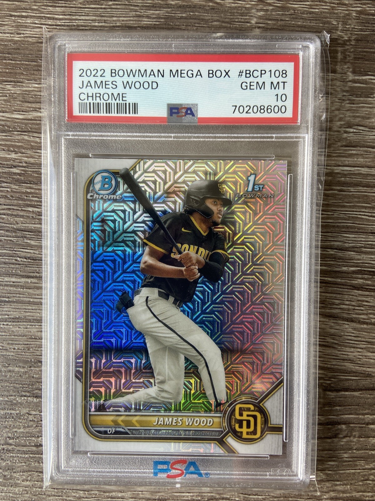 2022 Bowman James Wood Chrome Prospects Mega Box Refractor 1st #BCP-108 PSA 10