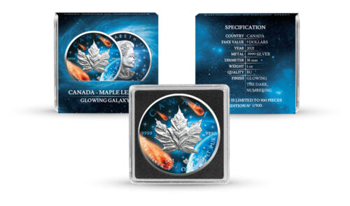 Canada 2021 Maple Leaf 1oz Ag .9999 BU Coin - Glowing Galaxy III - Picture 5 of 5