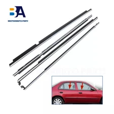 4Pc Weather Strips Window Moulding Trim Seal Belt For 1995-2002 Toyota Corolla 